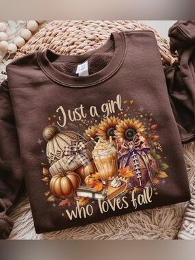 Fall Season Just A Girl Who Loves Sweatshirt Cozy Season Shirt | Gildan 18000